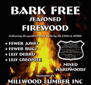 Bark Free Seasoned Firewood product label