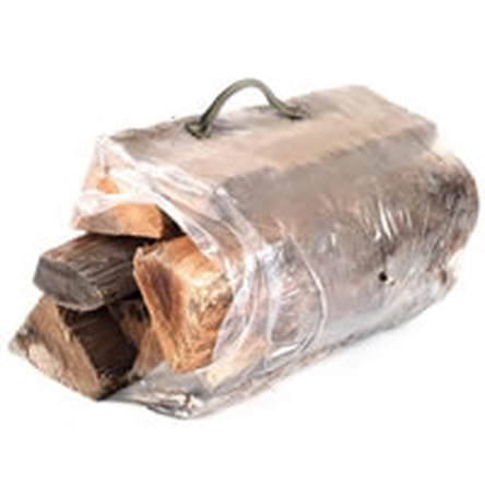 Bark-free seasoned firewood bundle